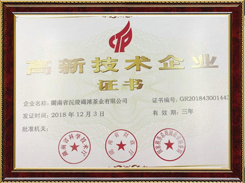 高新技术企业证书